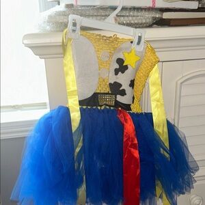 Cowgirl Themed Kids Costume with Blue and Yellow Accents